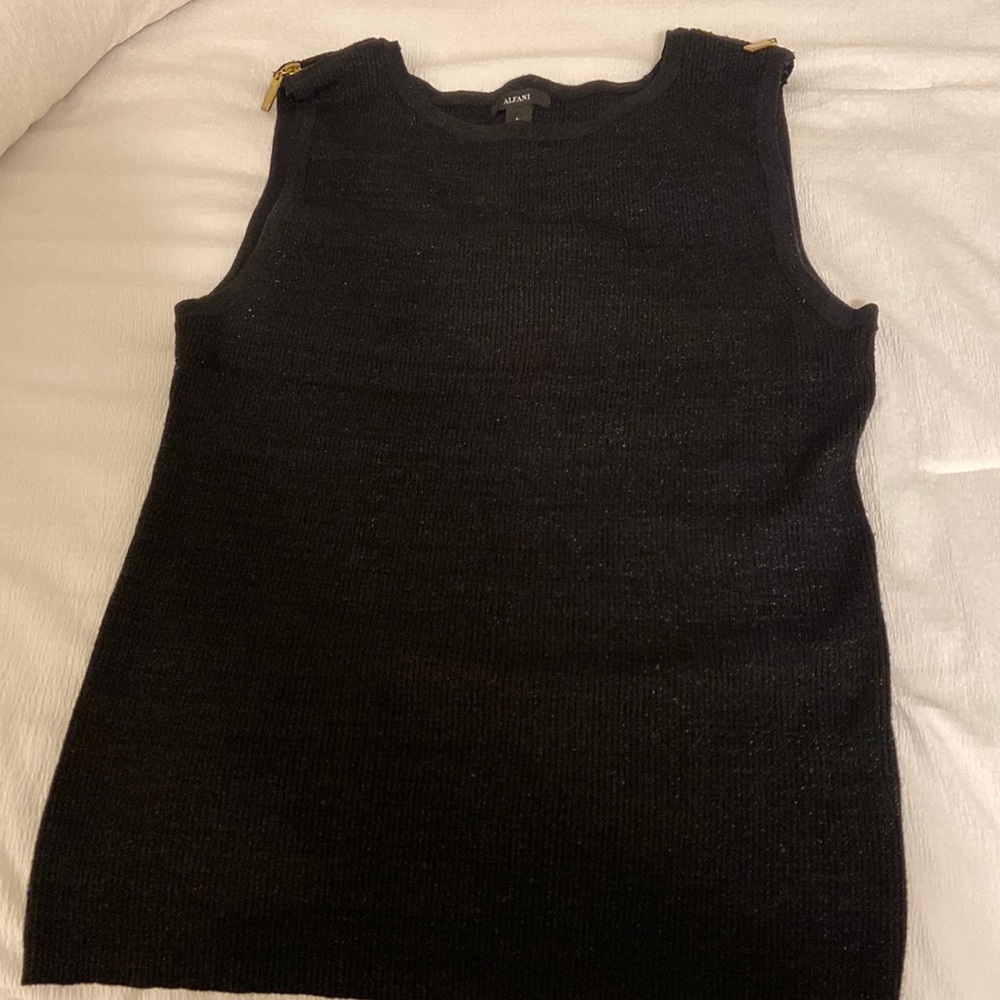 Sleeveless sparkle black sweater